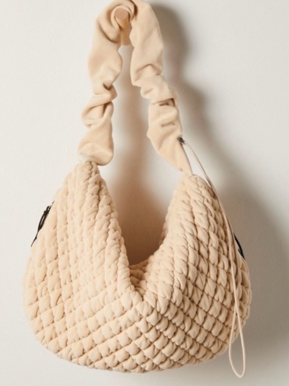 NWT Free People Pucker Up Fleece Carryall Bag Tan $100 MSRP